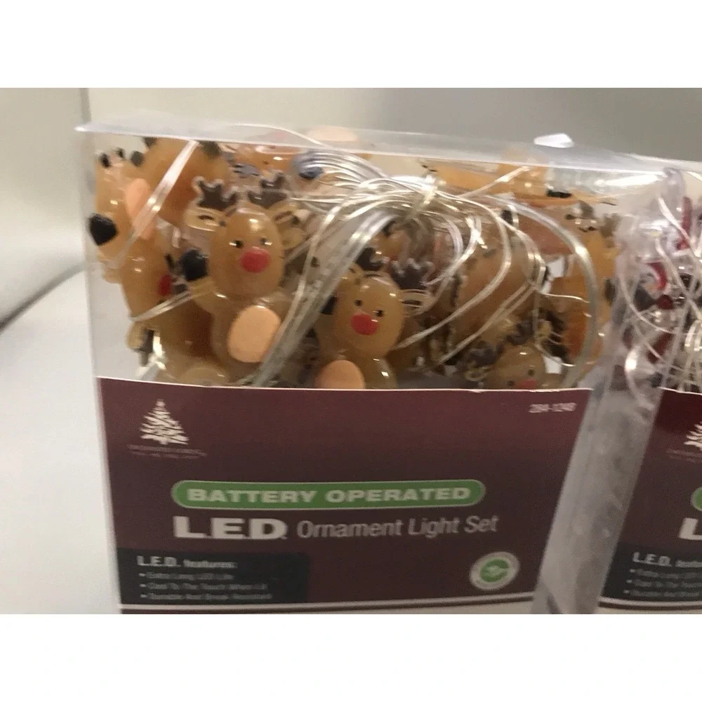 LED Battery Operated Ornament Light Set 1 Reindeer 1 Snowman 8.33
